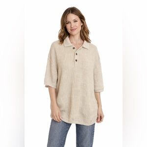 Territory Ahead Knit Polo Shirt | Textured Neutral Short Sleeve Sweater